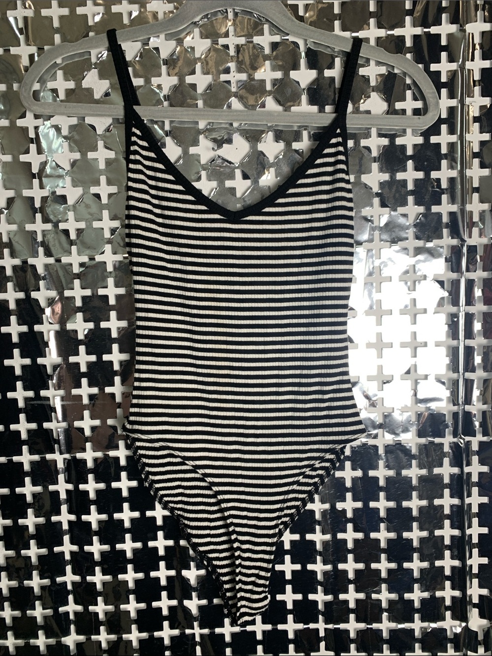 Forever 21 Black and White Striped Women’s One-Piece Bodysuit
